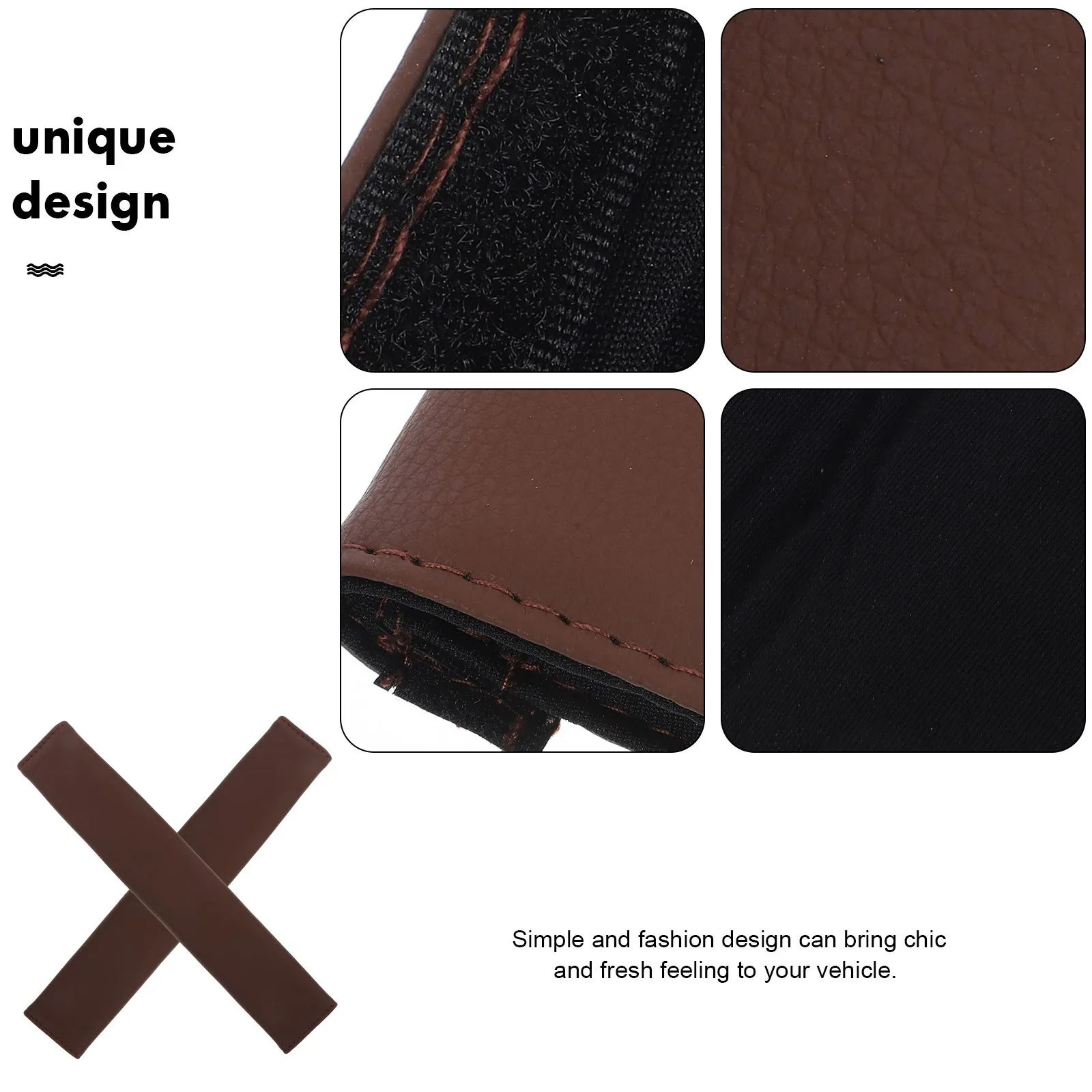 

2Pcs Safety Belt Pads Litchi Grain Sleeve Car Seatbelt Cushions Brown 33cm Breathable Comfortable Protection