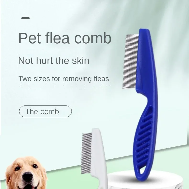 Cat white comb, dog flea removal lice comb hair removal comb, steel needle comb encryption cleaning pet supplies