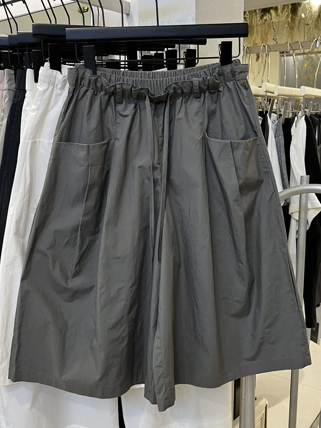 Casual High Waist Wide Leg Pants Seven Tenths Length A-Line Shorts Thin Fabric Spring Summer New Flower Bud Waist Ladies Pants