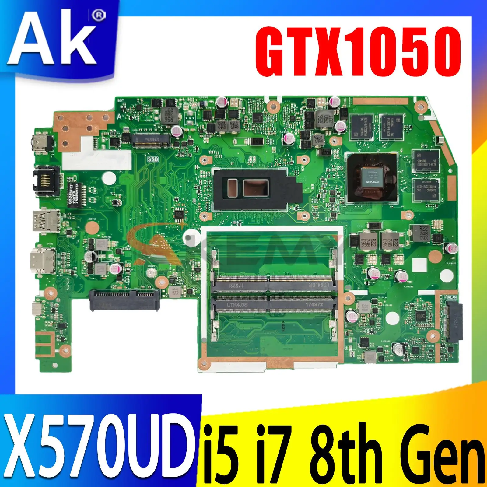 Placa base de CPU X570UD I5-8250U GTX1050, para ASUS TUF, X570U, K570UD, FX570UD, YX570UD, ordenador portátil, prueba de trabajo al 100%