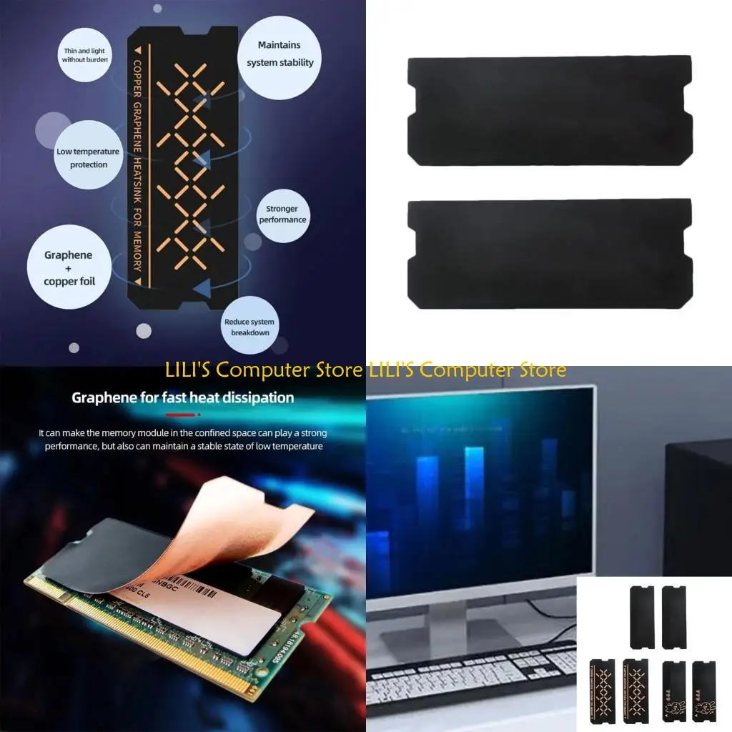 

A52B 2Pcs DDR5 DDR4 DDR3 DDR2 Memory Cooling Heatsink Thermal Pad Copper