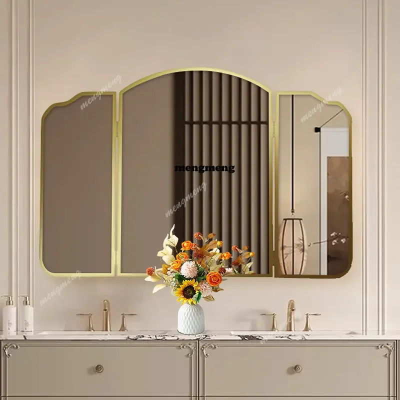 M132 French stainless steel triple folding mirror hotel high definition bathroom mirror wall decorative mirror