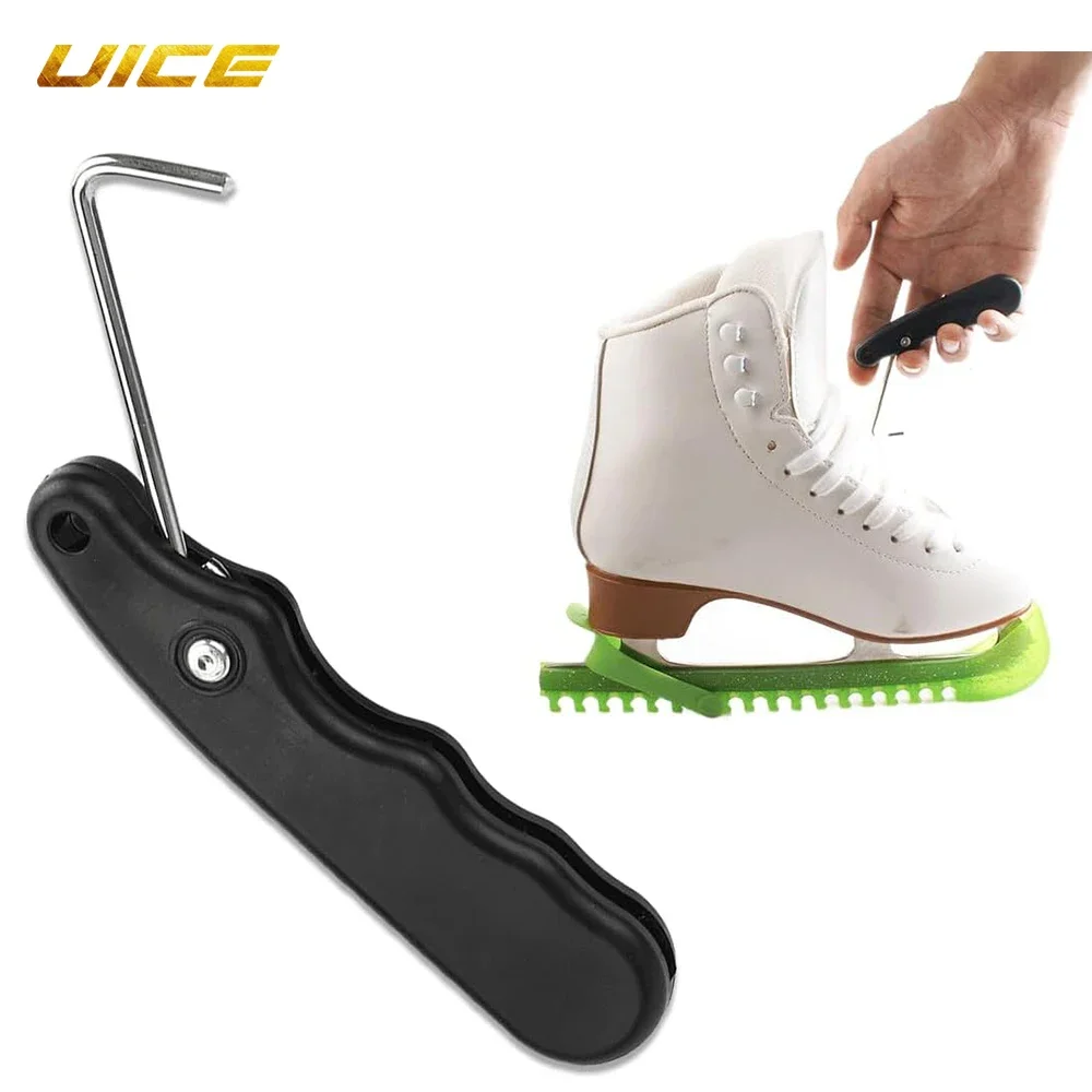 With Extended Hook Folding Portable Black Durable Practical Ice Hockey Skate Lace Tightener Ergonomic For Figure Roller Sports