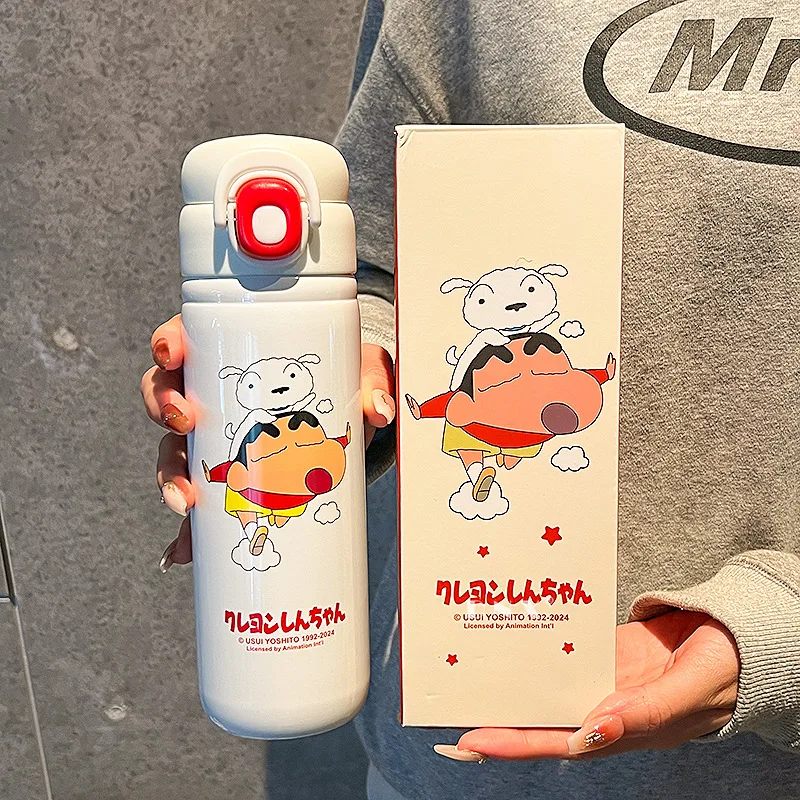 520Ml Cute Crayon Shin-Chan Thermos Cup Cartoon Action Kamen Student Drinking Cup Sports Outdoor Water Cup Holiday Gift Toys