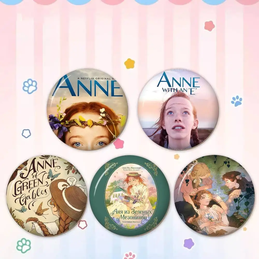A-Anne-With-An-E-Movie Warm-Dramatic 58mm Cute Anime Figure Icon Badge Handmade Tinplate Brooch for Backpack Clothes Chest Gifts