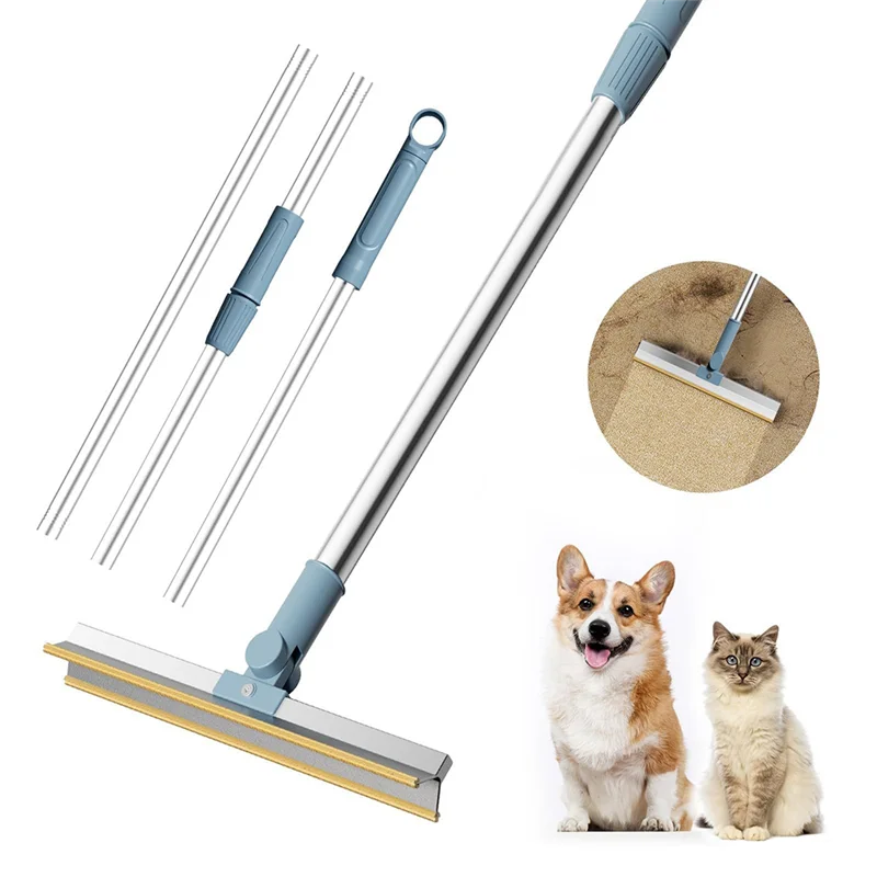 Dissolvant réutilisable pour poils d'animaux, long manche réglable, râteau à tapis, fourrure intégrée, épilateur de chien