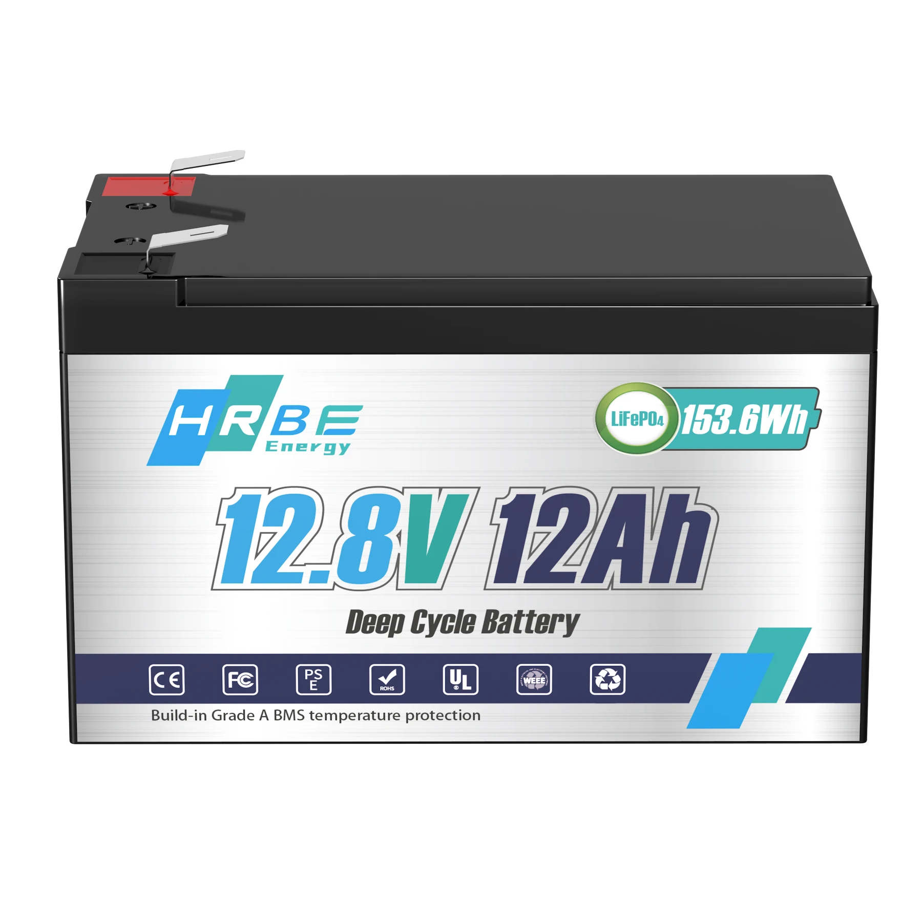 HRBE 12V 12Ah LiFePO4 Battery Lithium Iron Phosphate 4000+ Deep Cycles built-in BMS Protection for For Kid\'s Car Scooter EV Toy