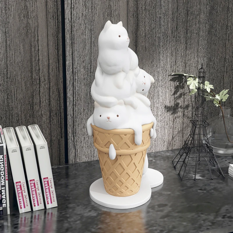 GETCRAFTS Nordic Home Decor Statue Office Cartoon Cat Figurine Living Room Decorative Sculpture Modern Porch Desk Art Craft Gift