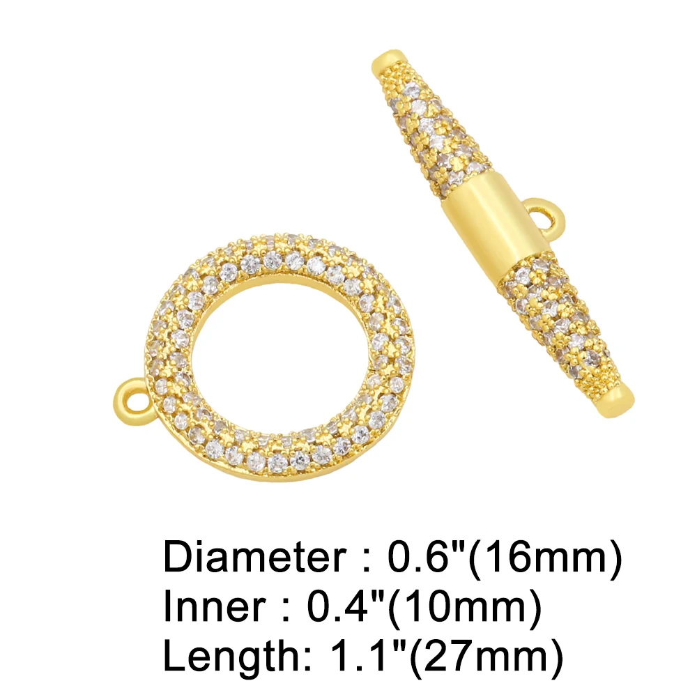 OCESRIO Trendy Small Cricle Toggle Clasp Jewelry Connector Genuine Gold Plated Copper OT Clasps Findings cnta063