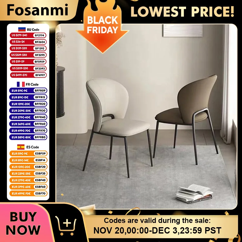 

Minimalist Leather Soft Dining Chairs Hollow Arc Backrest Kitchen Dinner Chair for Dining Room Comfy Cafe Chair with Steel Frame