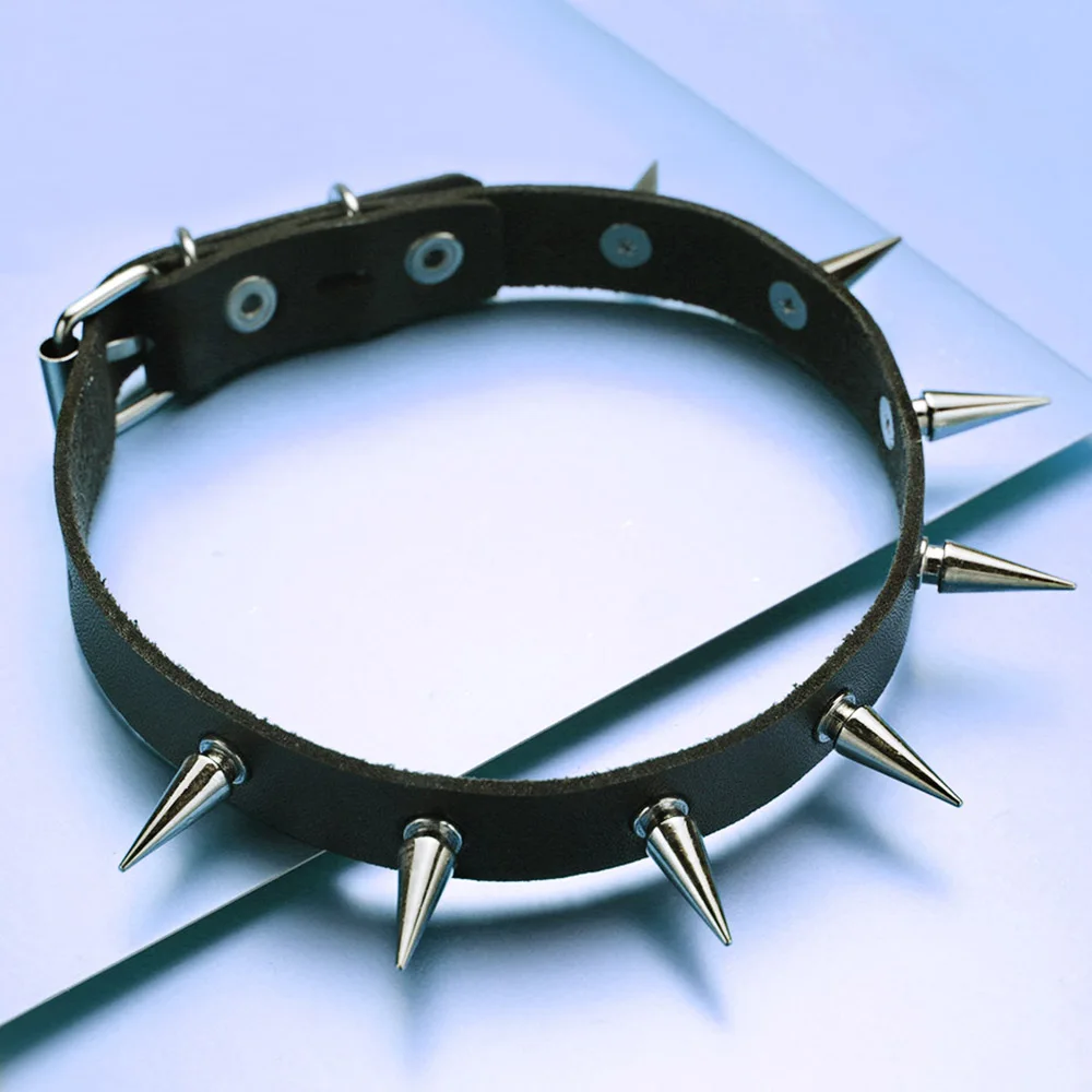 Gothic Spike Rivet Chocker Sexy Belt Collar Pu Leather Goth Necklace for Women Party Club Chockers Punk Party Club Jewelry X637