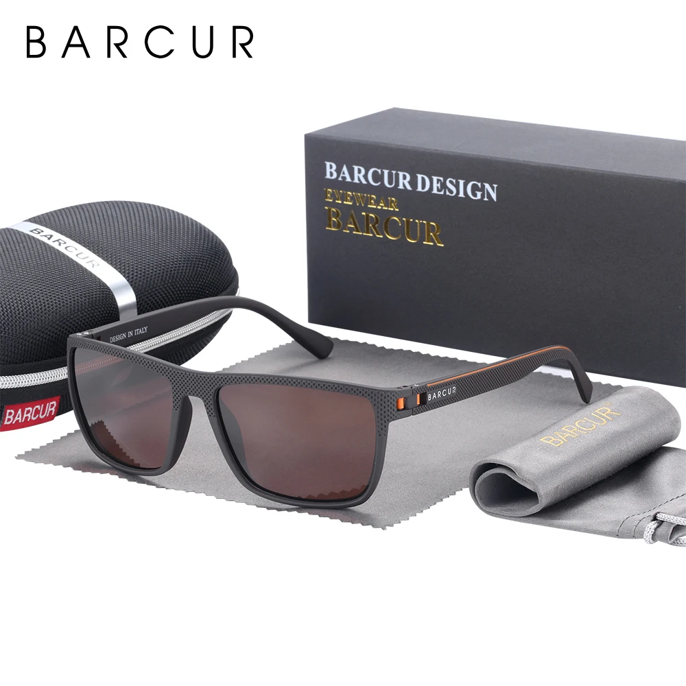 BARCUR Sport-Sonnenbrille für Herren, polarisiert, FishingTravel TR90, leicht, quadratisch, Sonnenbrille, Damen, Brillenzubehör, Oculos