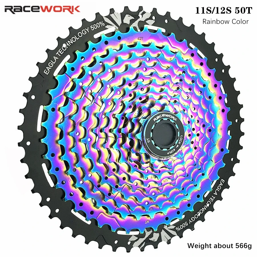 RACEWORK bicycle flywheel mountain bike card aluminum alloy rainbow color 11 speed 11-50T 12 speed 11-50T big gear plate