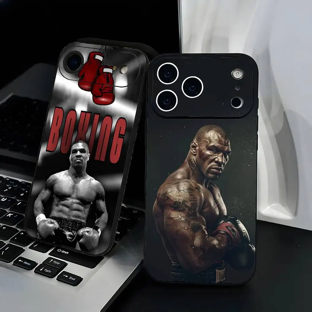 

M-Mike T-Tyson Phone Case Fashion Black Frosted TPU Phone Case for iPhone 12-17. UV Spray Painted Design, Anti-fall Daily Protec
