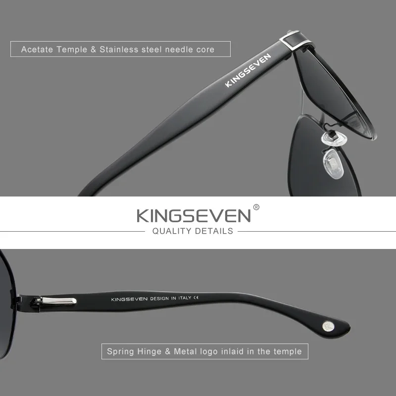 KINGSEVEN 2024 Official Debut Sunglasses Men Polarized Gradient Sun glasses Women Acetate Wire-Core Temples Fishing Driving