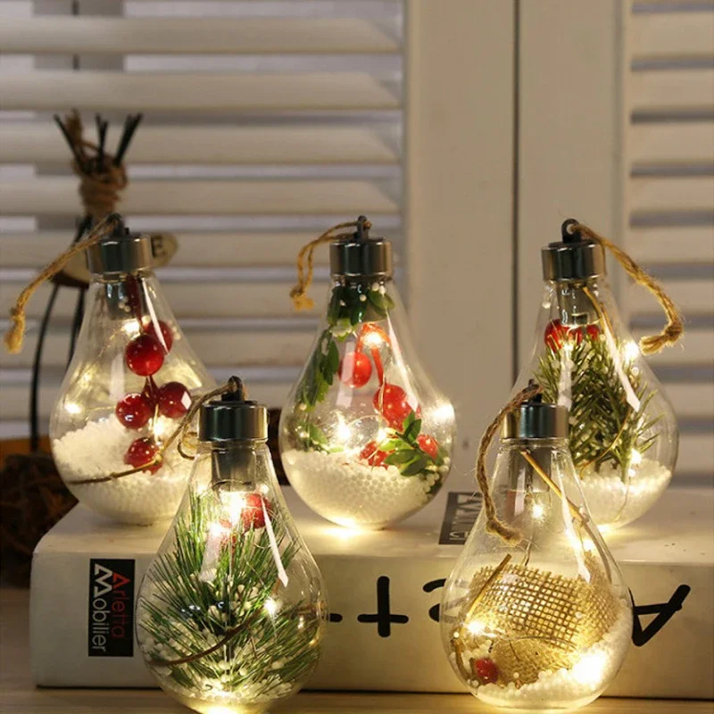 Christmas Tree Decor Fairy Lights Transparent LED Luminous Night Light Ball Hanging Pendant Home New Year Christmas Decorations