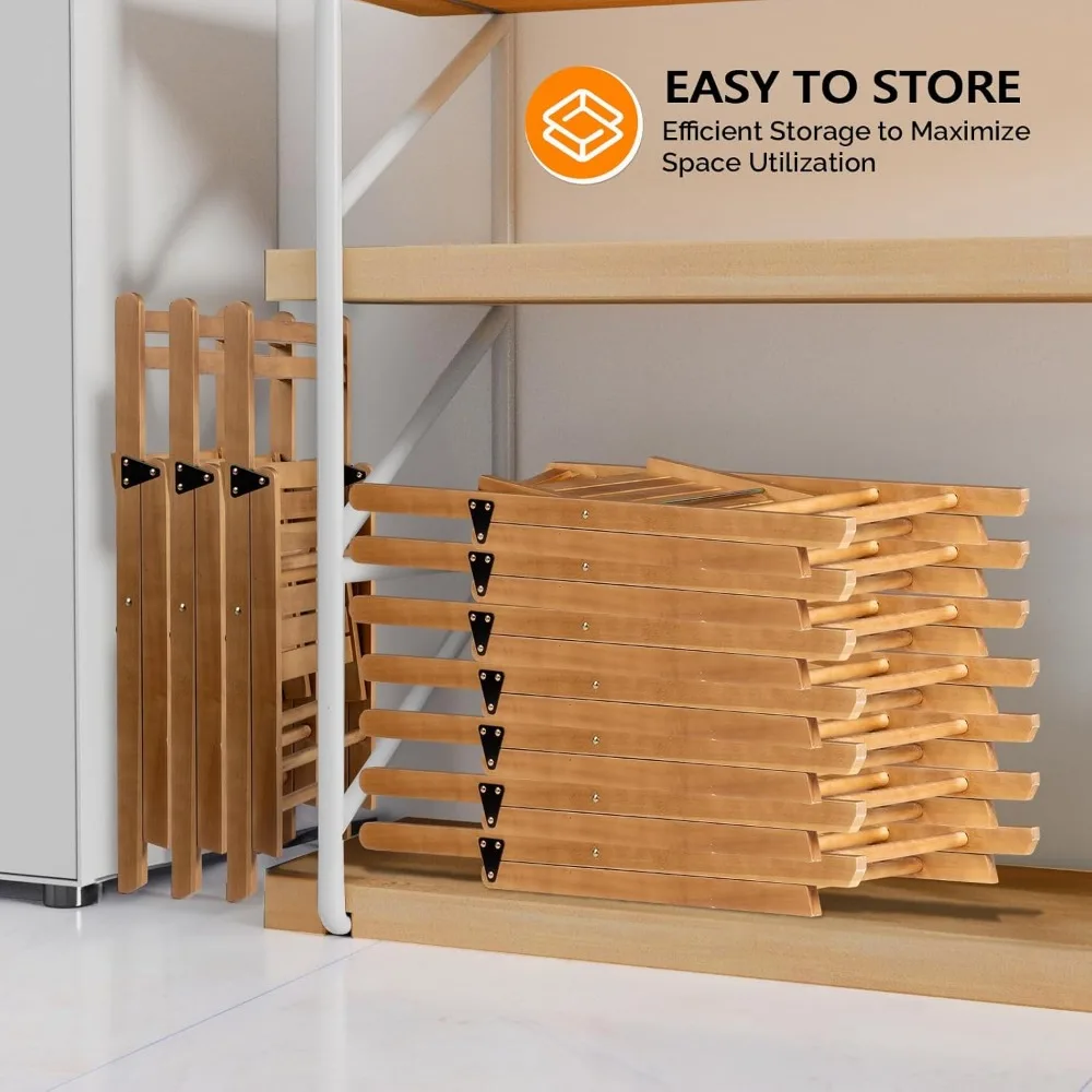 4 عبوات من الكراسي الخشبية القابلة للطي مع ظهر منحني مريح، كراسي خشبية قابلة للطي محمولة ومتينة للاستخدام الداخلي والخارجي، باتي #6