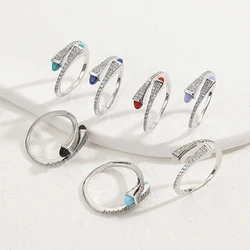 2025New Fashion Style Luxury Zircon Candy Color Stone Opening Adjustable Ring Women's Jewelry Ring Holiday Festival Gift