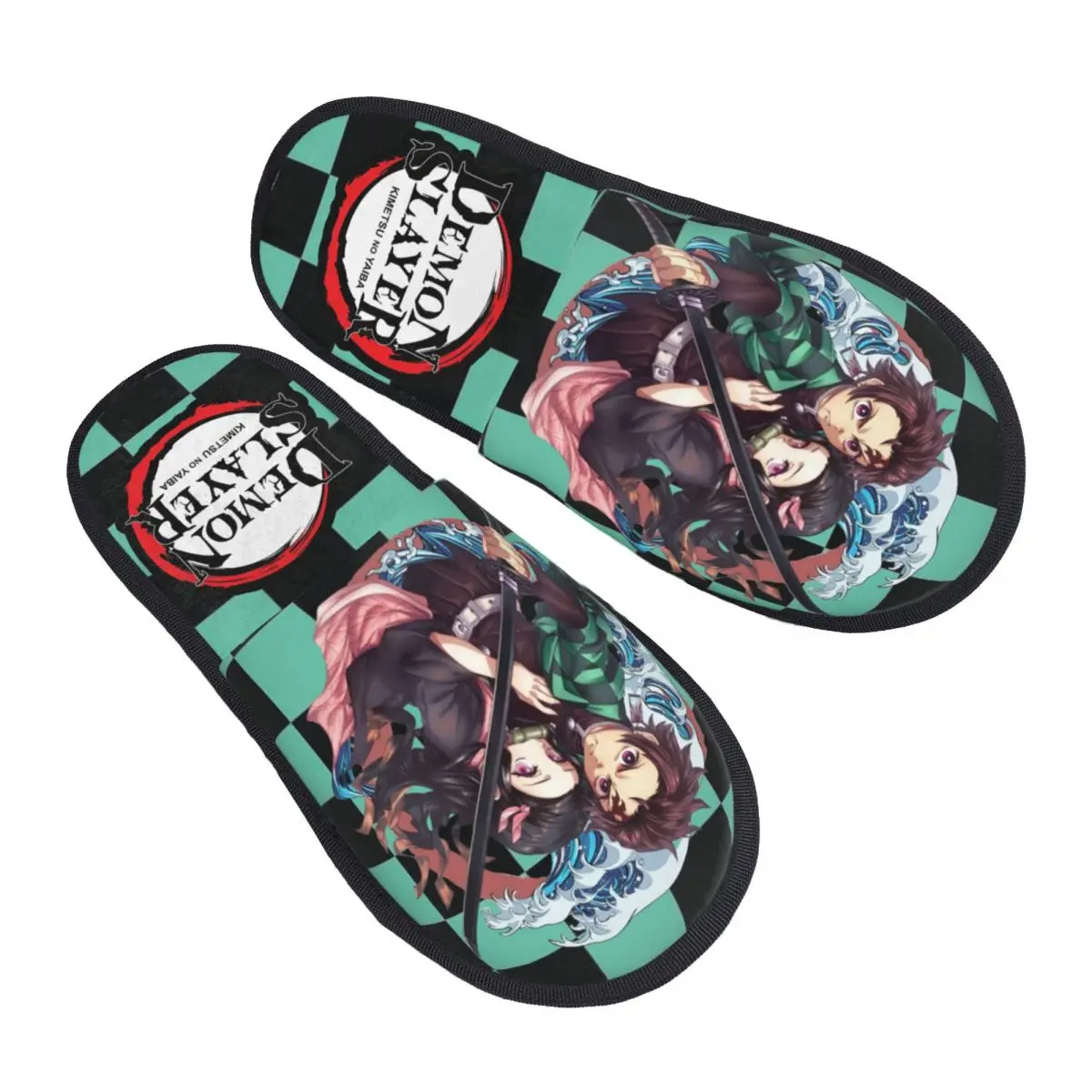 Custom Demons Slayers Anime Manga House Slippers Women Cozy Memory Foam Tanjiro Kamado Nezuko Slip On Spa Slipper Shoes