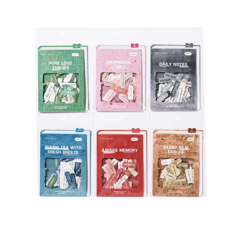 50 قطعة ملصق التسمية الإنجليزية DIY بها بنفسك مذكرات لاصقة تزيين ألبوم سكرابوكينغ غير المرغوب فيه مجلة كلية القرطاسية مخطط #5