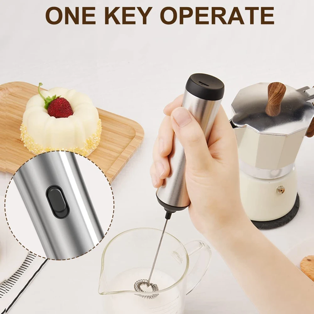 Electric Milk Frother, Electric Milk Frother Wand USB Rechargeable Handy Hand Frother Whisk for Coffee, Latte