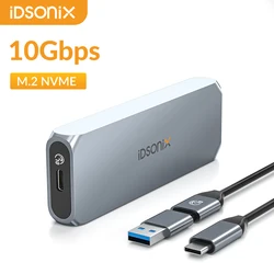 iDsonix M.2 SSD Case USB3.2 10Gbps NVMe Enclosure and 6Gbps SATA Type C External Hard Drive Case Support 4TB NVMe PCIE SATA AHCI