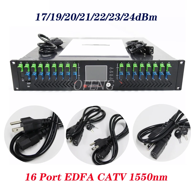 

CATV Fiber Optical Amplifier, 16 Ports, 1550nm, 17/19/20/21/22/23/24dBm, No WDM EDFA, English Web Management, Customized