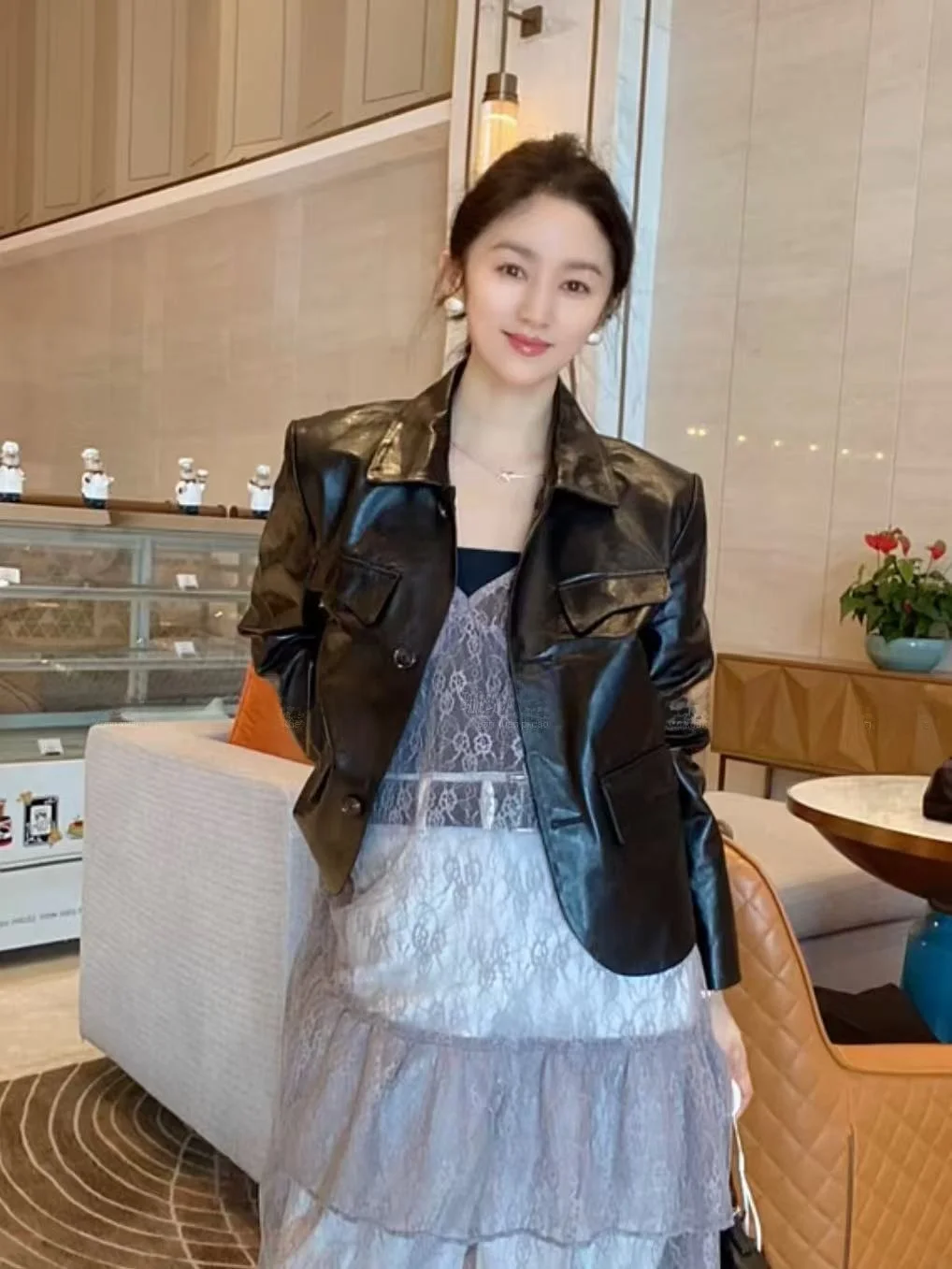 

Женская кожаная куртка-косуха в стиле ретро из промасленной вощеной кожи, осенняя новинка 2024 года, модная женская модель