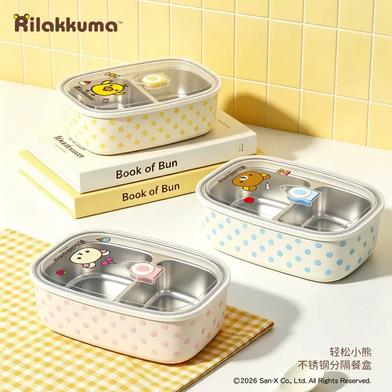 Original Rilakkuma Kiiroitori Stainless Steel Bento Box Lunch Container Portable For Picnic Office Home Anime Peripheral Gifts