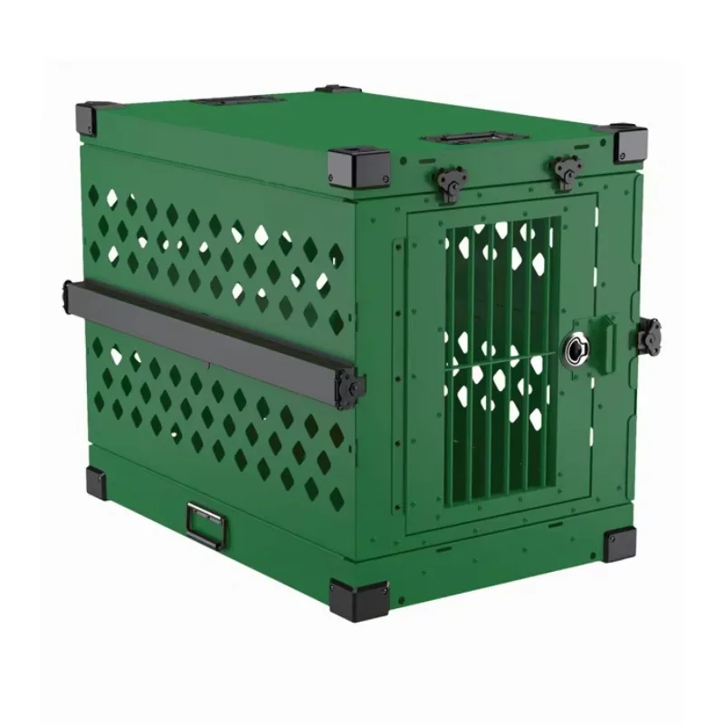 

24 Inch Green Colour Small Aluminum Heavy Duty Collapsible Dog Crate Floding Dog Animal Cage