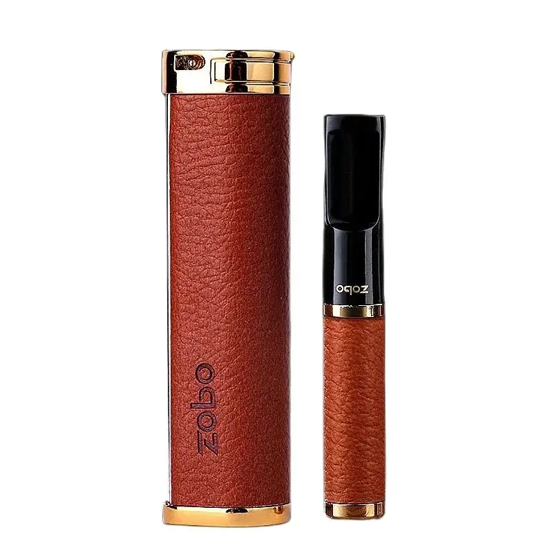 8mm/5mm Cigarette ZOBO Leather Metal Cigarette Holder Filter Set Brown Lung Filter Mouthpiece