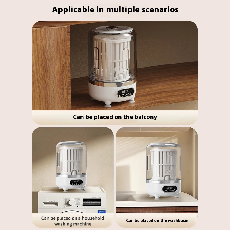 Mini machine à laver turbo 3L, entièrement automatique, petite machine à laver portable avec chargement USB pour chaussettes et sous-vêtements spécifiques.
