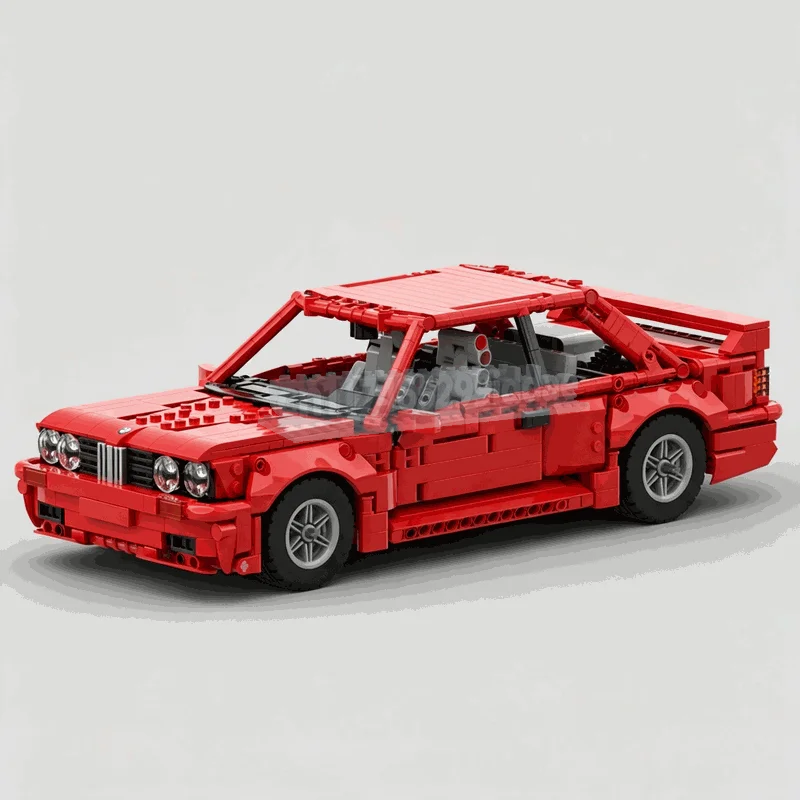 1177PCS Red Classic Sports Car Building Blocks Vehicle Model DIY Assembly Toy Retro Roadster Collection Display Festival Gifts