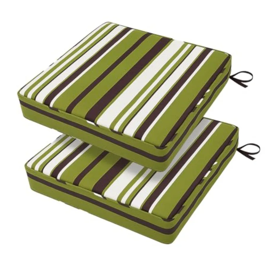 ch Outdoor Square Corner Chair Cushions with Ties Set of 2, WaterandFade Resistant Thick Seat Cushion Pads for Garden Patio Din