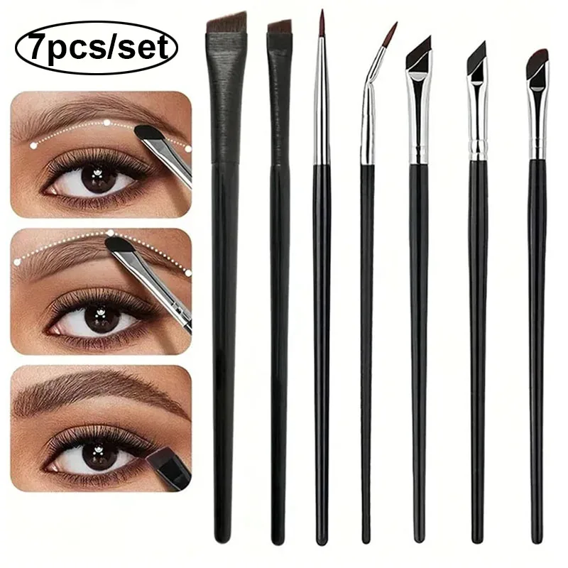 7 قطعة شفرة كحل عينيه فرش مجموعة رقيقة جدا مائل شقة كحل فرش غرامة نقطة شقة الحاجب فرشاة المخفي فرشاة #1