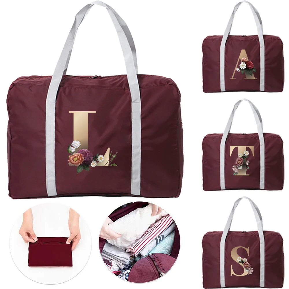 

Handheld Travel Bag Essential for Holiday Outings Lightweight Organizer Gold Pattern Printing Series Large Capacity