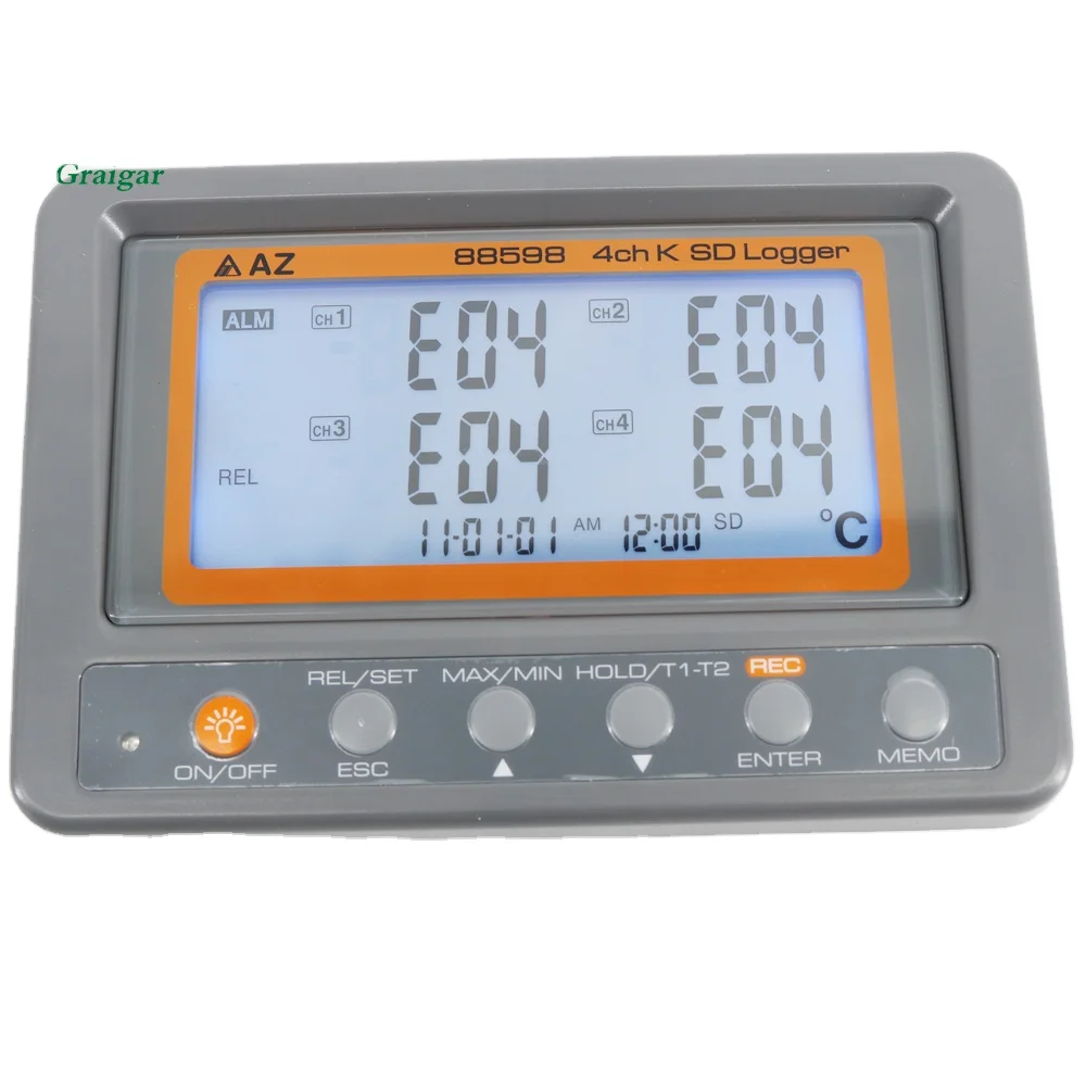 AZ88598 Multi-Channel Digital Thermometer 4 Channel K Type SD Card Data Logger Temperature Recorder