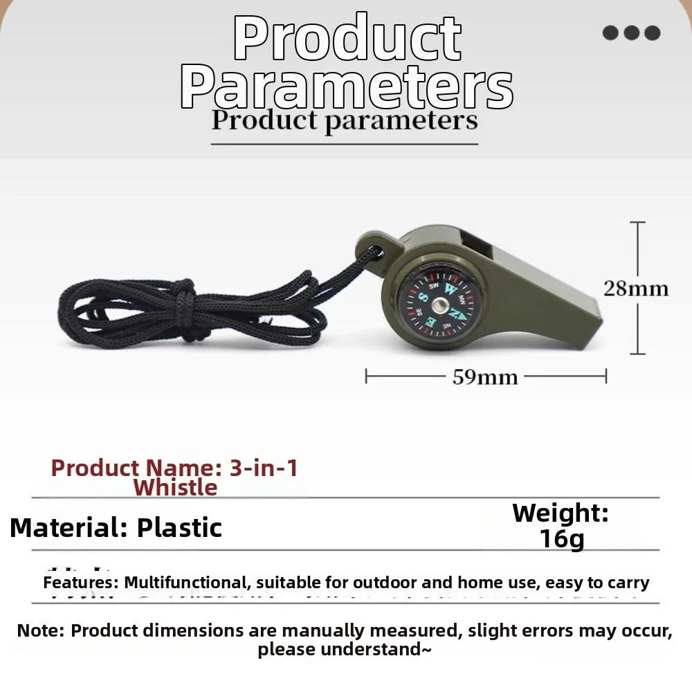 Multifunctional Whistle with Compass Thermometer Portable with Strap Hanging Rope Sports Competition Motion Training Whistle