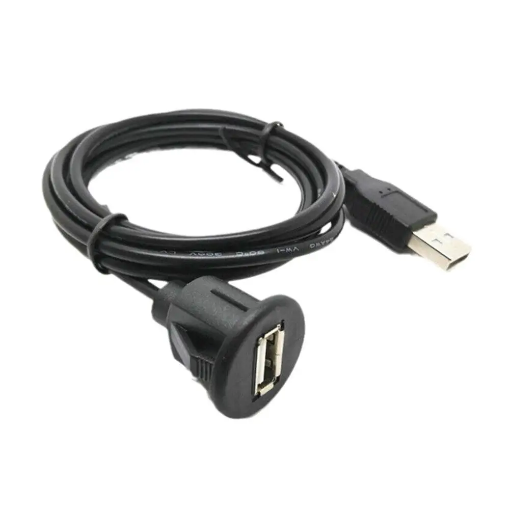 

Car USB Waterproof Cable Socket USB 2.0 Auto Dashboard Motorcycle Flush Mount Panel AUX Lead Extension Cord Adapter 1 M