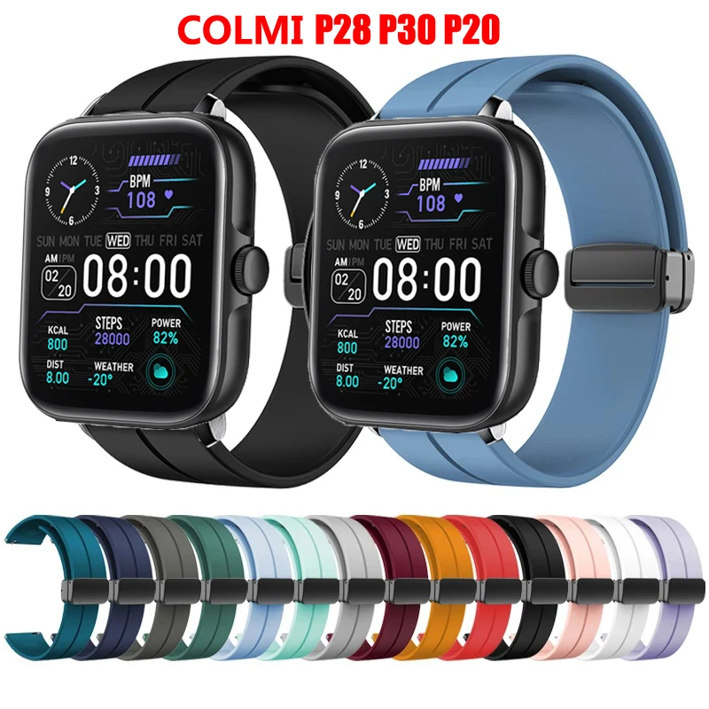 

Magnetic Folding Buckle Band for COLMI P28 P20 P30 Silicone Strap for COLMI P20 P30 Watchband Bracelet