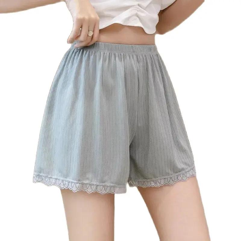 

2Pcs Black White Lace High Waist Safety Pants Women Summer Shorts Girls Fashion Female Thin Elastic Loose Shorts New Short Skirt