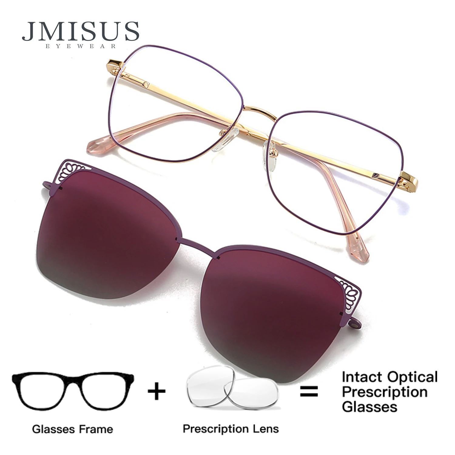 

Очки JMISUS Ultralight Metal Clip-on для женщин, фотохромные, с защитой от синего света, в форме бабочки, с диоптриями