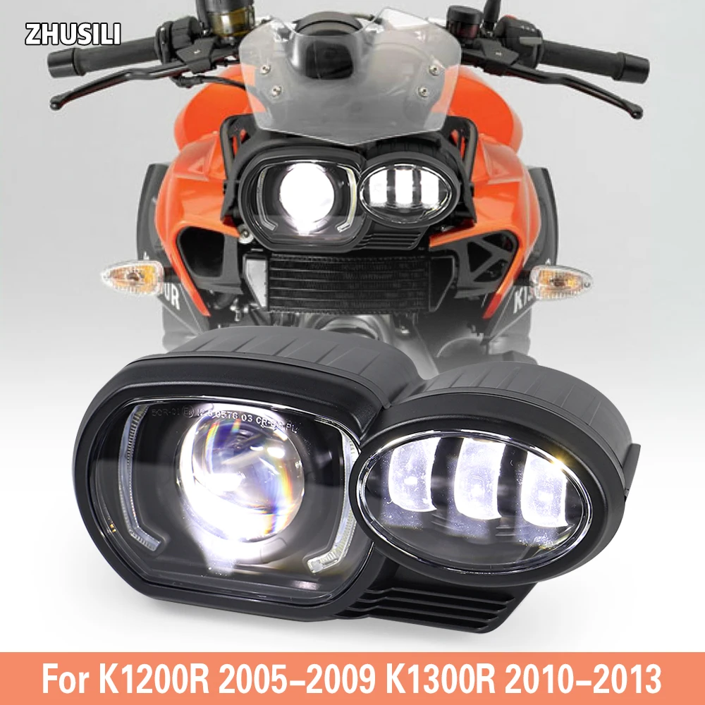 Motorcycle LED Headlight For BMW K1200R 2005-2009 K1300R 2010-2013 High Low Beam DRL