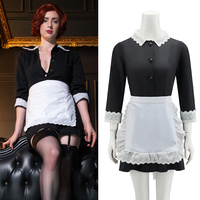 Housekeeper Moira O'Hara Cosplay Costume Maid Dress With Apron Set Horror Moira French Maid Outfit Women Halloween Outfits