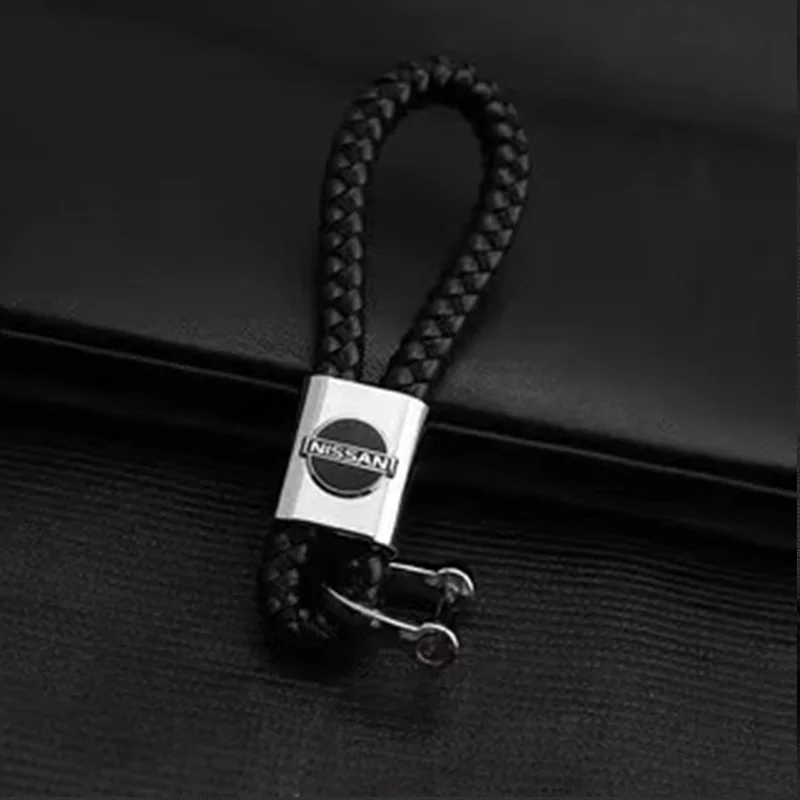 Trendy DIY Pendant Keychain For Nissan X-trail Qashqai Note Juke Sentra Patrol Leaf Woven Leather Car Key Chain Ring Accessories