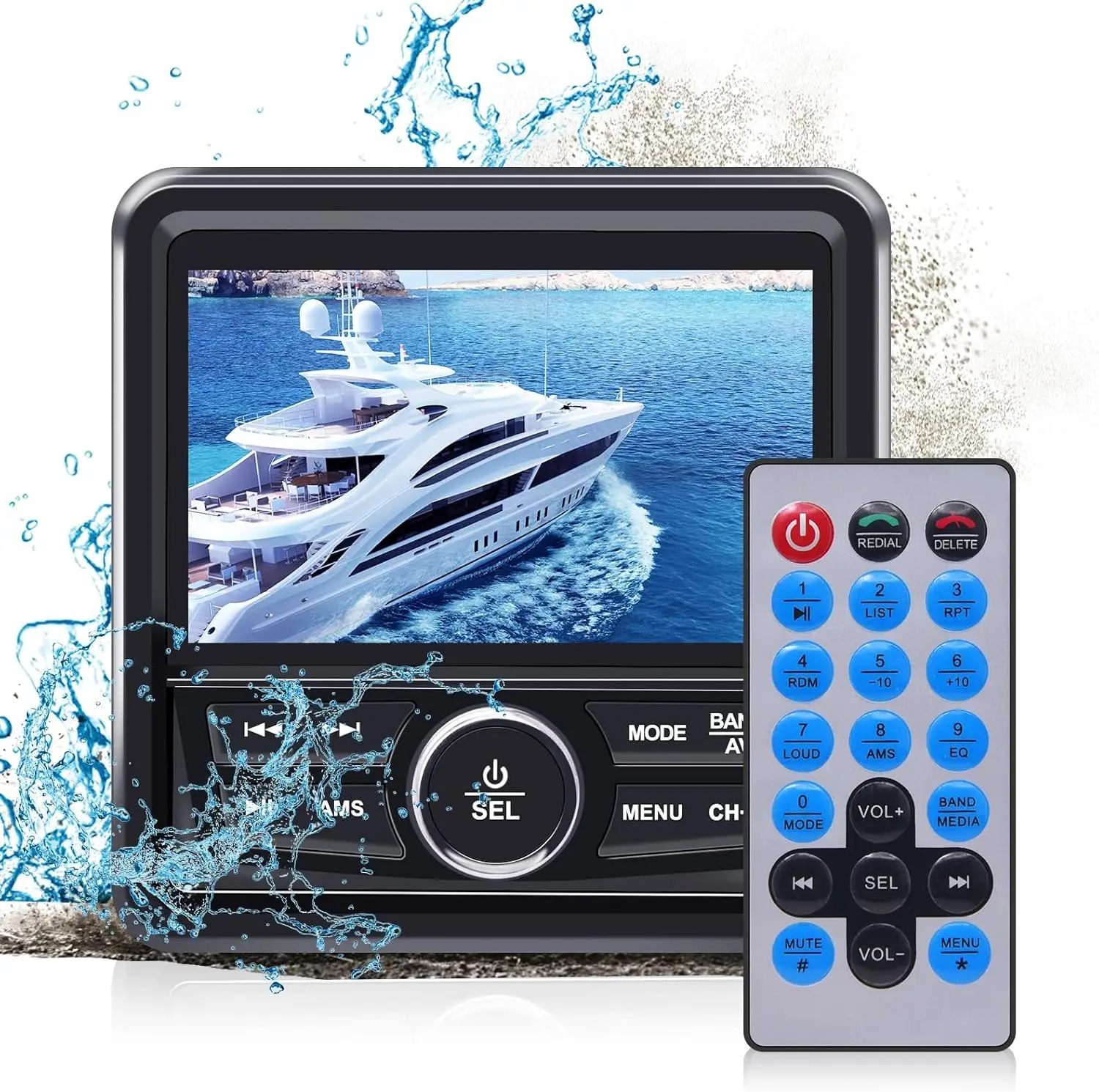 Морской стереоплеер, цифровой медиа-аудиоплеер, FM AM с Bluetooth, водонепроницаемые аксессуары для лодок для яхт, квадроциклов, UTV