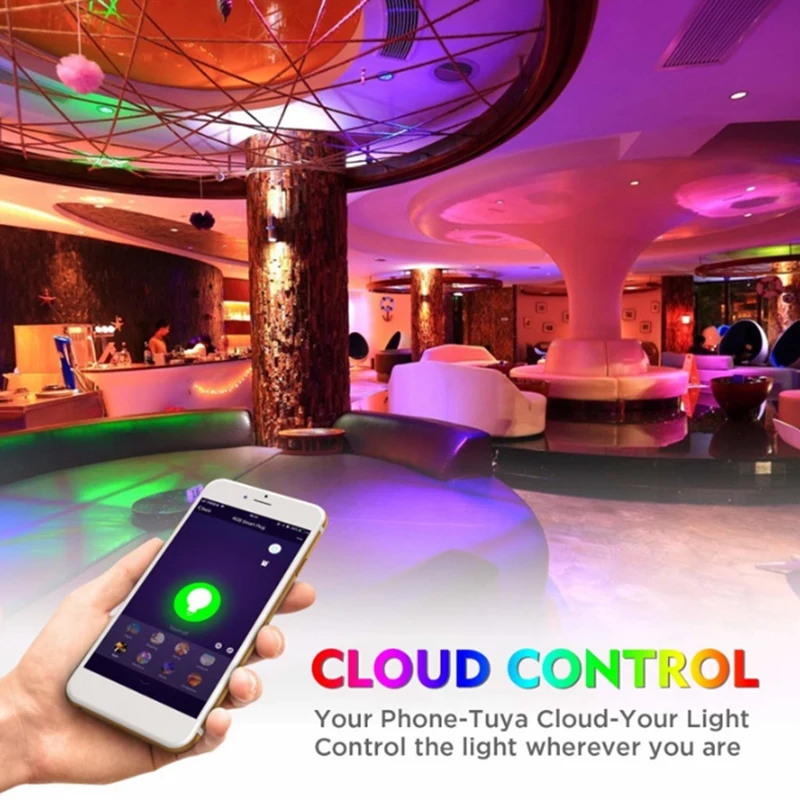 TKOH-Tuya GU10 bombilla LED inteligente regulable 5W AC200-240V WIFI + Bluetooth Control por aplicación Smart Life funciona con Alexa Google Home