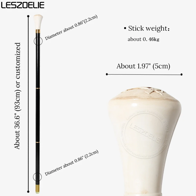 93cm Black German Beech Wooden Walking Stick with Skull Head Resin Handle Masonic Design Fashionable Cane for Men And view 3