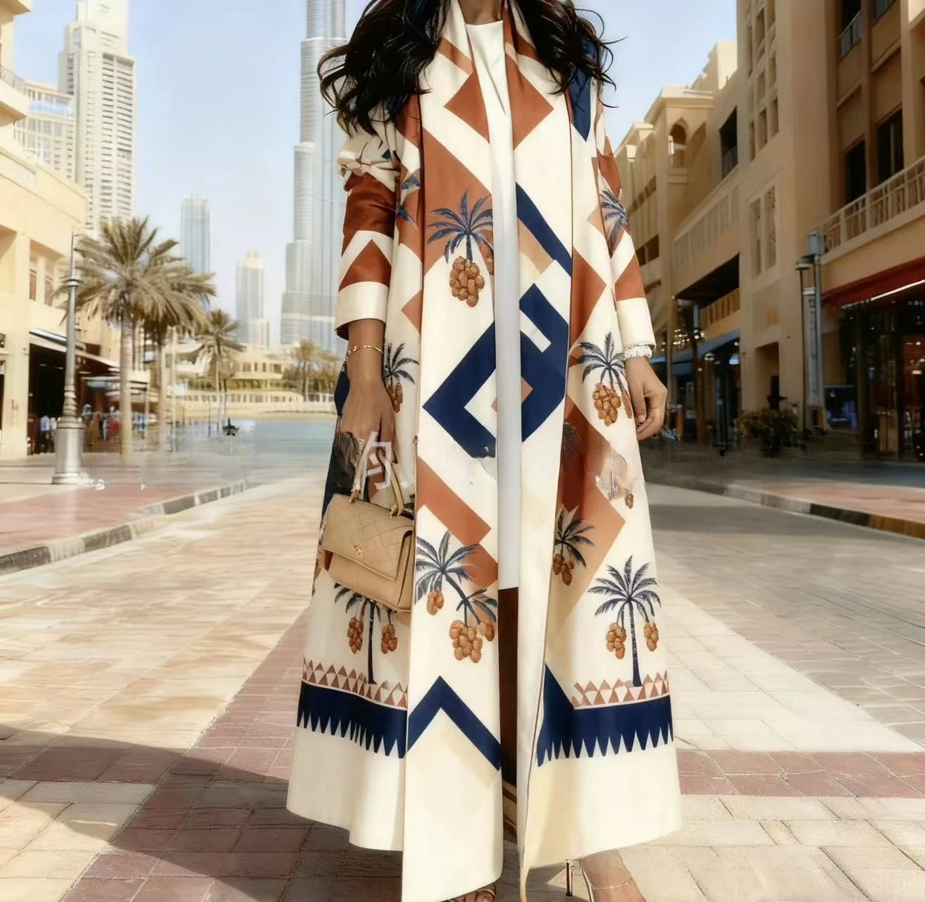 Miyake geplooide moslimkleding mode los gewaad dameskleding lente en herfst nieuwe cape bedrukte lange jas