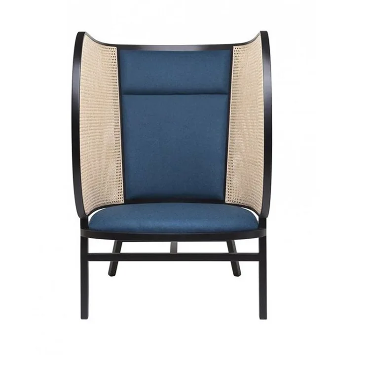 Furniture Guest Restaurant Hotel Reception Chair Rattan Art Soft Bag Dining Chair Solid Wood Dining Chair